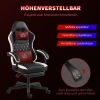 Gaming stoel met voetensteun, computerstoel met hoofdsteun & kussen, kunstlederen bekleding, draaibaar, in hoogte verstelbaar, metaal, kunststof, zwart+wit 5