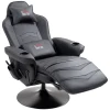 Gamingstoel, massagefunctie, kantelbare rugleuning, voetensteun, tot 120 kg, stalen frame, kunstleer, zwart 1
