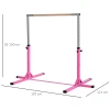 Gymnastiek turnrek, 13 traps in hoogte verstelbaar rekstang, rek turnstang gemaakt van hout & stabiele staalconstructie tot 75 kg belastbaar, voor kinderen van 3+ jaar, indoor, outdoor, roze 4