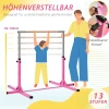 Gymnastiek turnrek, 13 traps in hoogte verstelbaar rekstang, rek turnstang gemaakt van hout & stabiele staalconstructie tot 75 kg belastbaar, voor kinderen van 3+ jaar, indoor, outdoor, roze 5