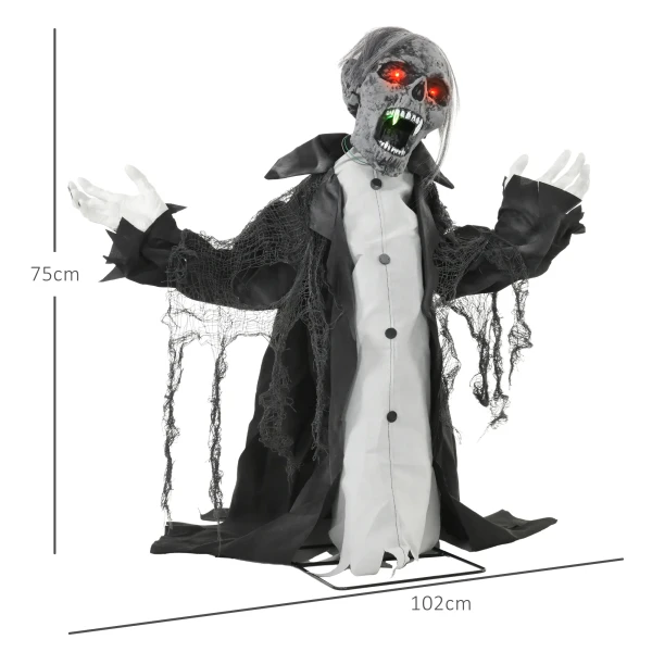 Halloween decoratie, skelet/zombie, beweegbaar, bewegingssensor, leds & geluiden, 75 cm 4