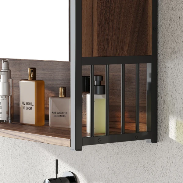 Hangende spiegelkast voor badkamer, badkamerkast gemaakt van mdf, spaanplaat, bruin 10