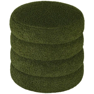 Hocker, rond, teddyfleece, tot 120kg, Φ40x45h cm, groen 1