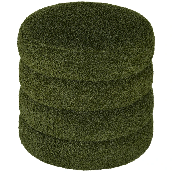 Hocker, rond, teddyfleece, tot 120kg, Φ40x45h cm, groen 1