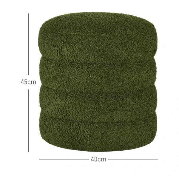 Hocker, rond, teddyfleece, tot 120kg, Φ40x45h cm, groen 4