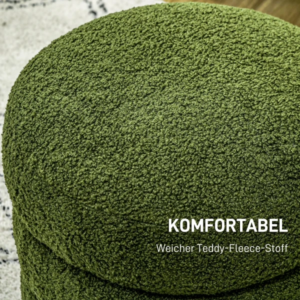Hocker, rond, teddyfleece, tot 120kg, Φ40x45h cm, groen 5