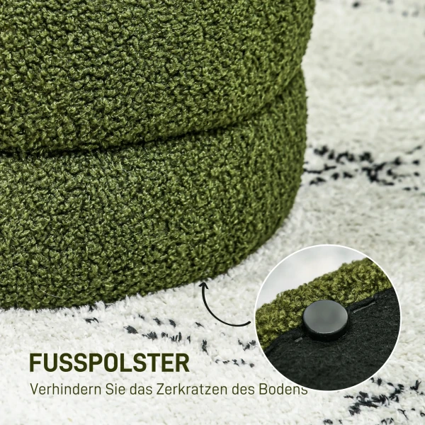 Hocker, rond, teddyfleece, tot 120kg, Φ40x45h cm, groen 6