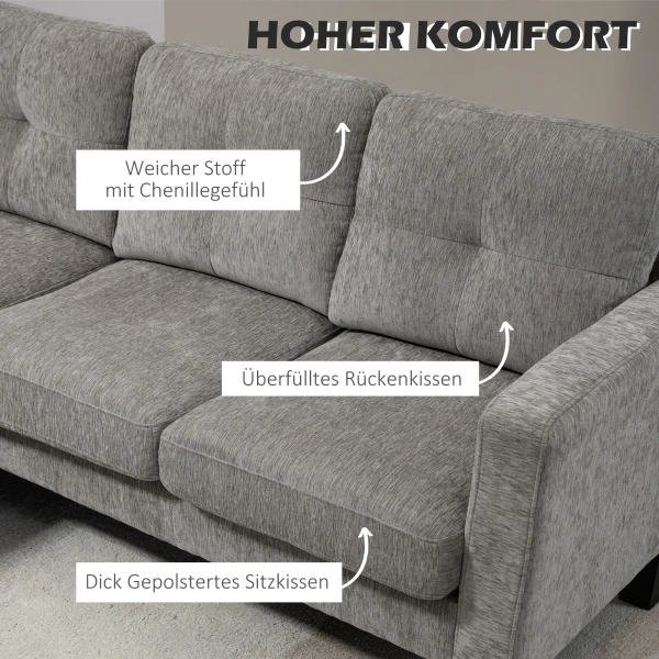 Hoekbank, hoekbank met omkeerbare chaise longue, l vormige bank, bekleding in linnenlook, 186 x 130 x 84 cm, bruin 5