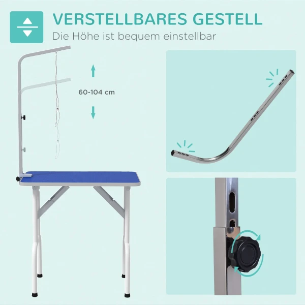 Huisdier verzorgingstafel, voor het trimmen, borstelen, wassen van huisdieren, metaal, blauw 5