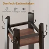 Kapstokstandaard met 4 niveaus, vrijstaande kledingrek, 8 haken, 4 planken, industriële stijl, metaal, spaanplaat, bruin 6