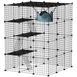 Kattenkooi voor binnen 4 verdiepingen diy kattenverblijf met dicht metaaldraad hangmat helling deuren springplatformen 1
