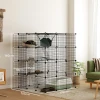 Kattenkooi voor binnen 4 verdiepingen diy kattenverblijf met dicht metaaldraad hangmat helling deuren springplatformen 4