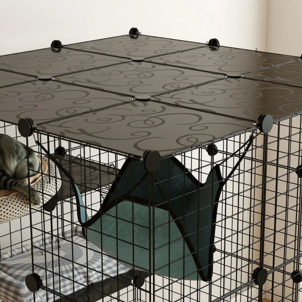 Kattenkooi voor binnen 4 verdiepingen diy kattenverblijf met dicht metaaldraad hangmat helling deuren springplatformen 9