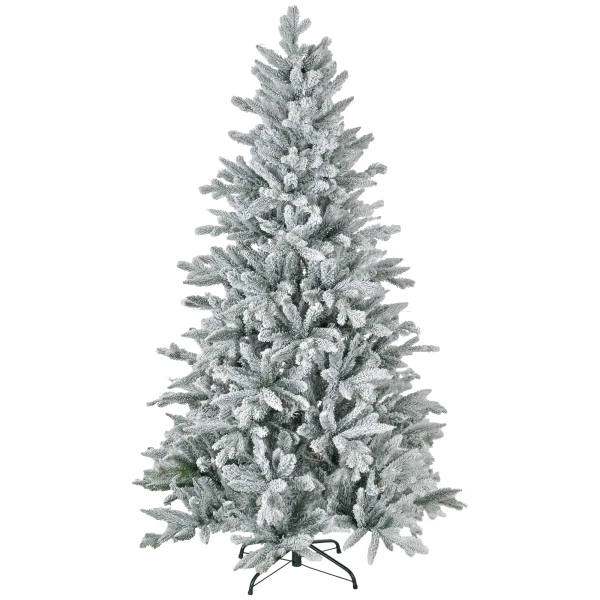 Kerstboom 180 cm, besneeuwd, brandvertragend, metalen voet, vormbare takken, groen 1