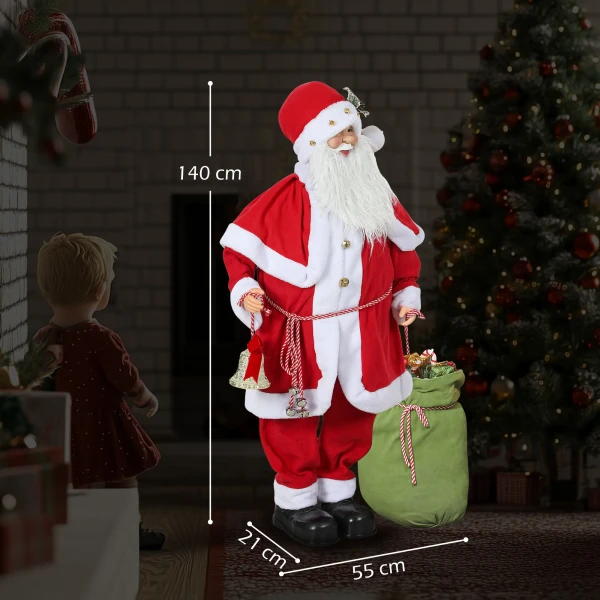 Kerstmanfiguur, beweegbaar, met geluidssensor, lachen & muziek, 140 cm, rood 4