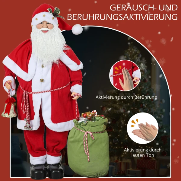 Kerstmanfiguur, beweegbaar, met geluidssensor, lachen & muziek, 140 cm, rood 5
