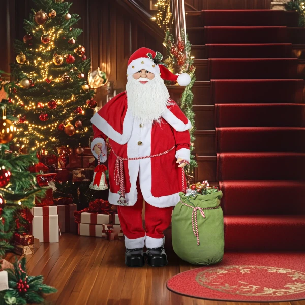 Kerstmanfiguur, beweegbaar, met geluidssensor, lachen & muziek, 140 cm, rood 8