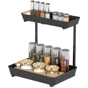 Keukenrek, hoogteverstelbaar staand rek met 2 manden, koffiebar 40 x 30 x 33,5 42 cm 1