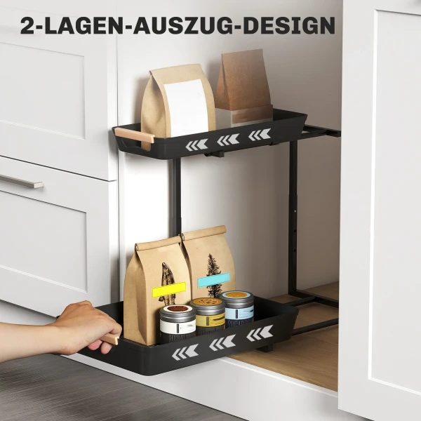 Keukenrek, hoogteverstelbaar staand rek met 2 manden, koffiebar 40 x 30 x 33,5 42 cm 6