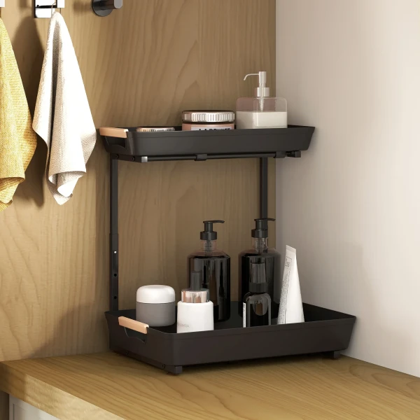 Keukenrek, hoogteverstelbaar staand rek met 2 manden, koffiebar 40 x 30 x 33,5 42 cm 9