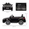 Kinder elektrische auto audi, met 2,4g afstandsbediening, muziek, claxon, led, usb, voor kinderen 3 5 jaar, zwart 4