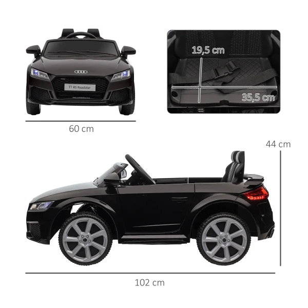 Kinder elektrische auto audi, met 2,4g afstandsbediening, muziek, claxon, led, usb, voor kinderen 3 5 jaar, zwart 4