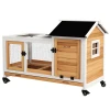 Kleindierenhok voor dwergkonijnen, cavia's, met wielen, 108 x 58 x 73,5 cm, geel 1