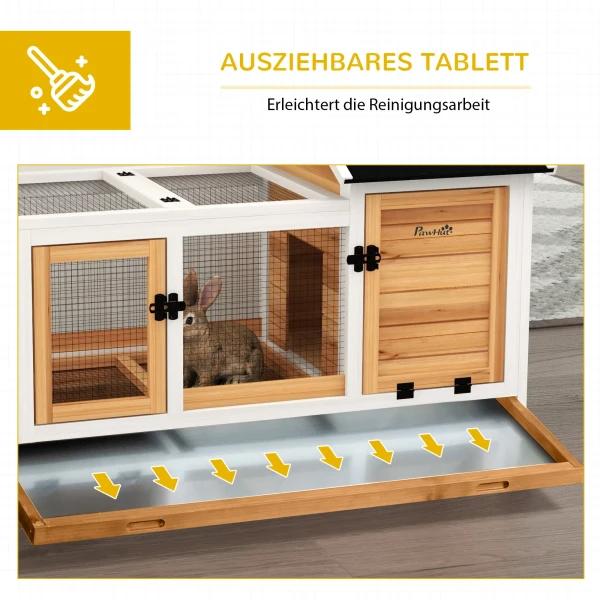 Kleindierenhok voor dwergkonijnen, cavia's, met wielen, 108 x 58 x 73,5 cm, geel 7