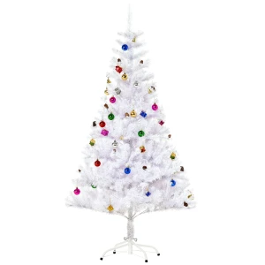Kunstkerstboom 150cm met standaard inclusief decoratie (150cm, wit/kerstboom) 1