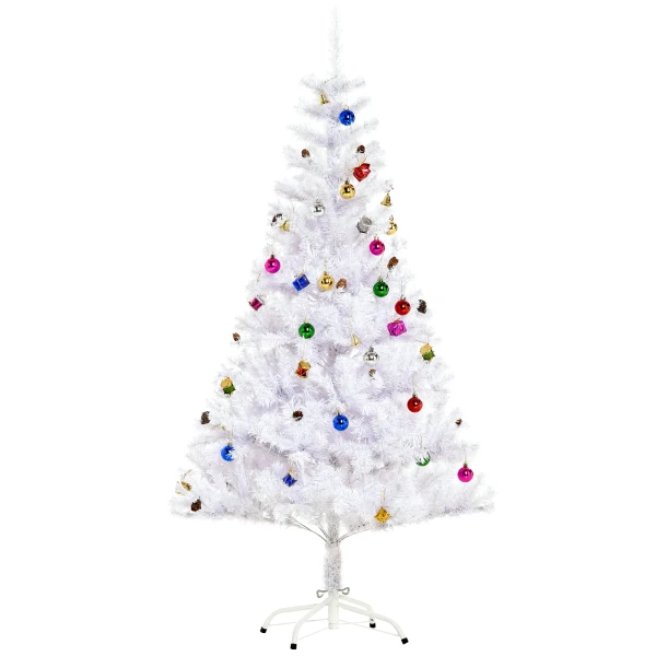 Kunstkerstboom 150cm met standaard inclusief decoratie (150cm, wit/kerstboom) 10