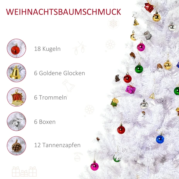 Kunstkerstboom 150cm met standaard inclusief decoratie (150cm, wit/kerstboom) 5