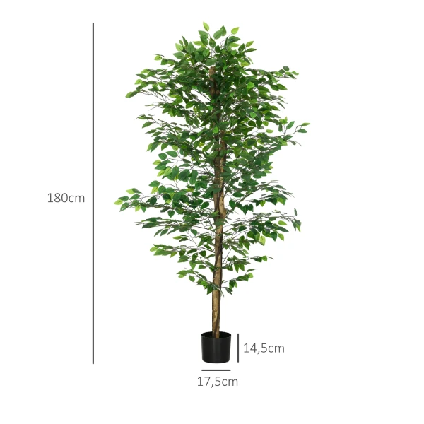 Kunstmatige ficus boom, realistisch, onderhoudsvriendelijk, incl. pot, 180 cm hoog, groen 4