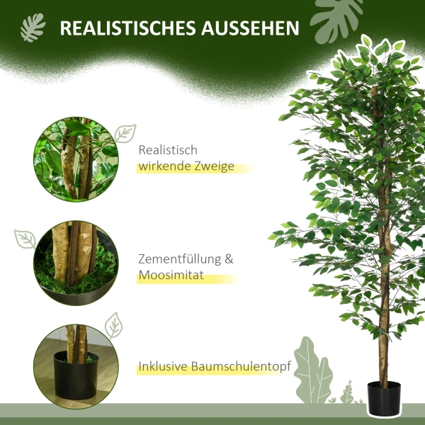 Kunstmatige ficus boom, realistisch, onderhoudsvriendelijk, incl. pot, 180 cm hoog, groen 5