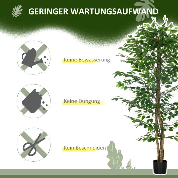 Kunstmatige ficus boom, realistisch, onderhoudsvriendelijk, incl. pot, 180 cm hoog, groen 6