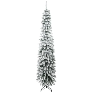 Kunstmatige kerstboom, besneeuwd, slank ontwerp, brandwerend, 210 cm, groen/wit 1