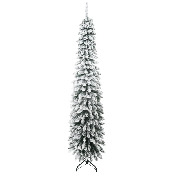 Kunstmatige kerstboom, besneeuwd, slank ontwerp, brandwerend, 210 cm, groen/wit 1