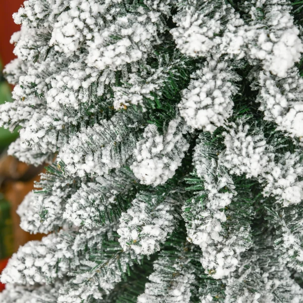 Kunstmatige kerstboom, besneeuwd, slank ontwerp, brandwerend, 210 cm, groen/wit 10