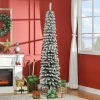 Kunstmatige kerstboom, besneeuwd, slank ontwerp, brandwerend, 210 cm, groen/wit 2