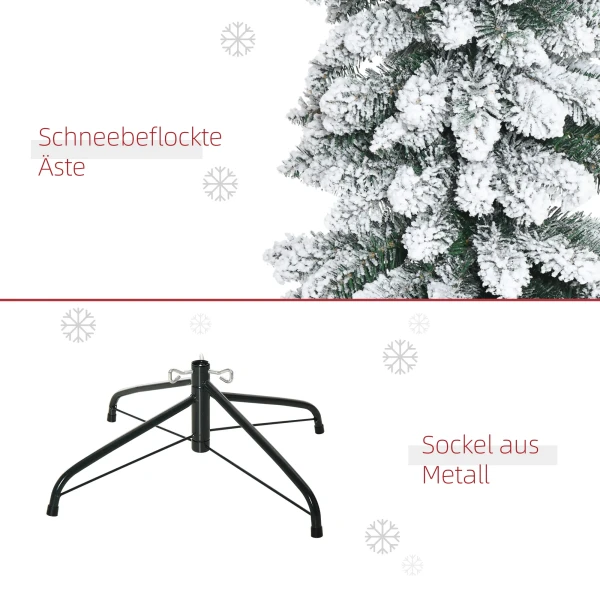 Kunstmatige kerstboom, besneeuwd, slank ontwerp, brandwerend, 210 cm, groen/wit 8