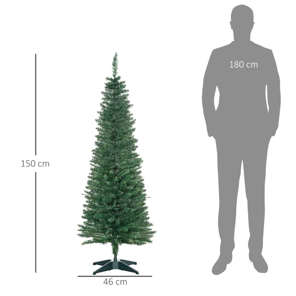 Kunstmatige kerstboom, inclusief standaard en kerstster, 1,5 m, groen 4