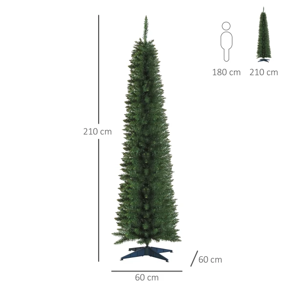 Kunstmatige kerstboom, inclusief standaard en kerstster, 2,1 m, groen 4