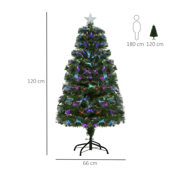 Kunstmatige kerstboom, led verlichting, sterrenpunt, 66 cm x 66 cm x 120 cm, groen 4