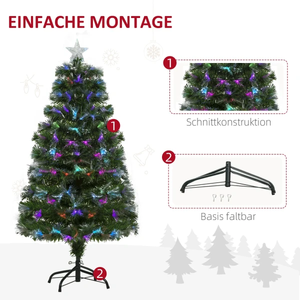 Kunstmatige kerstboom, led verlichting, sterrenpunt, 66 cm x 66 cm x 120 cm, groen 7