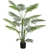 Kunstmatige palm met 16 kunststof bladeren, uv bestendige kunstplant met plastic pot, voor binnen en buiten, groen 1