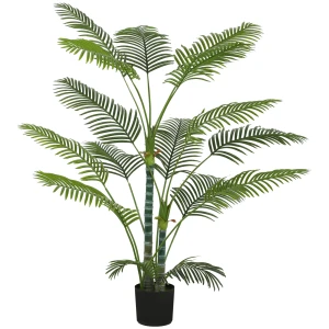 Kunstmatige palm met 16 kunststof bladeren, uv bestendige kunstplant met plastic pot, voor binnen en buiten, groen 1