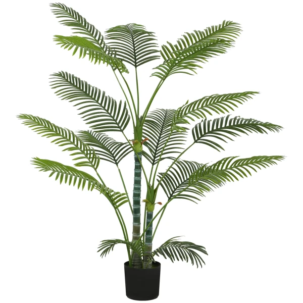 Kunstmatige palm met 16 kunststof bladeren, uv bestendige kunstplant met plastic pot, voor binnen en buiten, groen 1