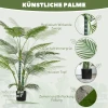 Kunstmatige palm met 16 kunststof bladeren, uv bestendige kunstplant met plastic pot, voor binnen en buiten, groen 5