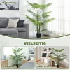 Kunstmatige palm met 16 kunststof bladeren, uv bestendige kunstplant met plastic pot, voor binnen en buiten, groen 6