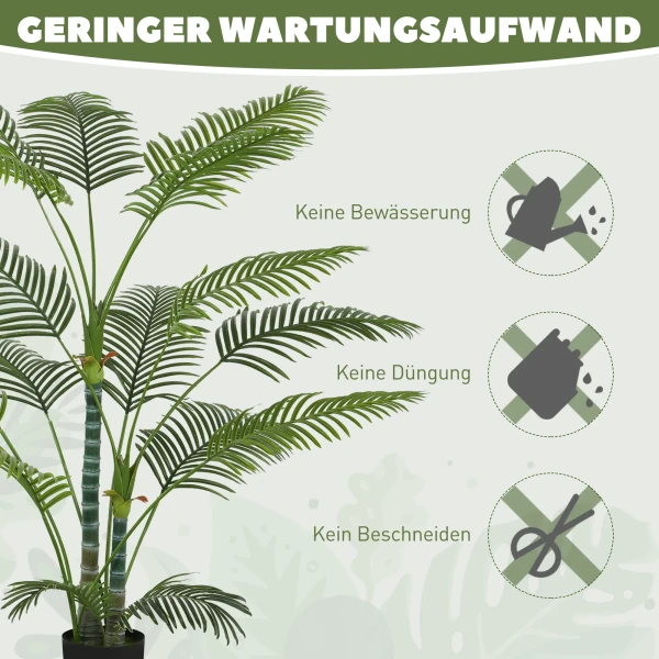 Kunstmatige palm met 16 kunststof bladeren, uv bestendige kunstplant met plastic pot, voor binnen en buiten, groen 7
