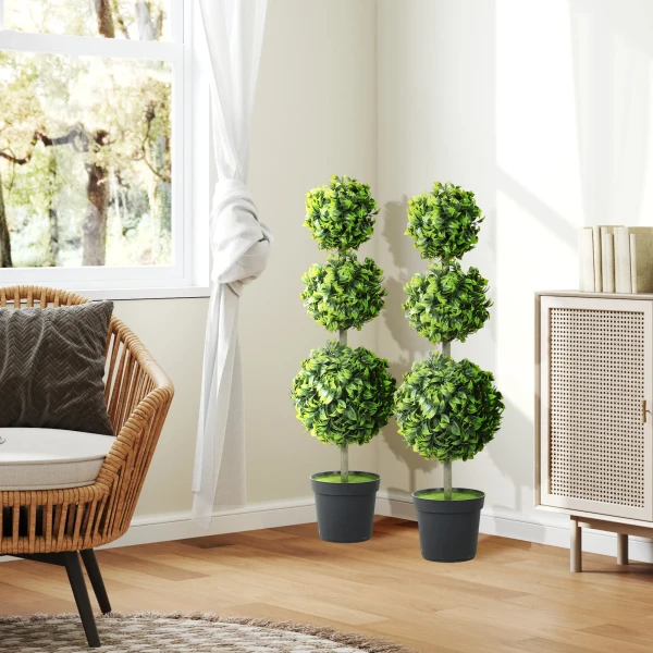 Kunstplanten in pot, kunststof bladeren, beflockte aarde, groen 9